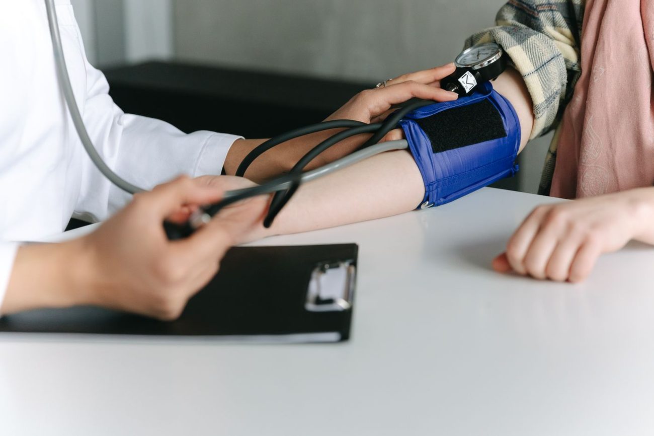 Blood pressure being checked — hypertension and weight
